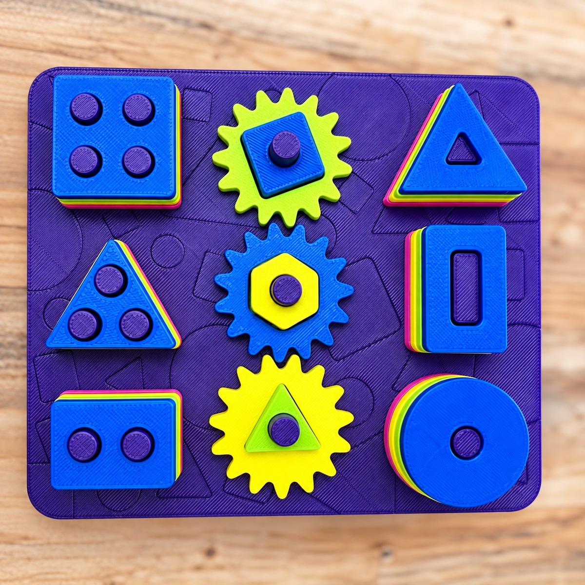 Rainbow Shape & Stack Sensory Board | Little Maker Co.